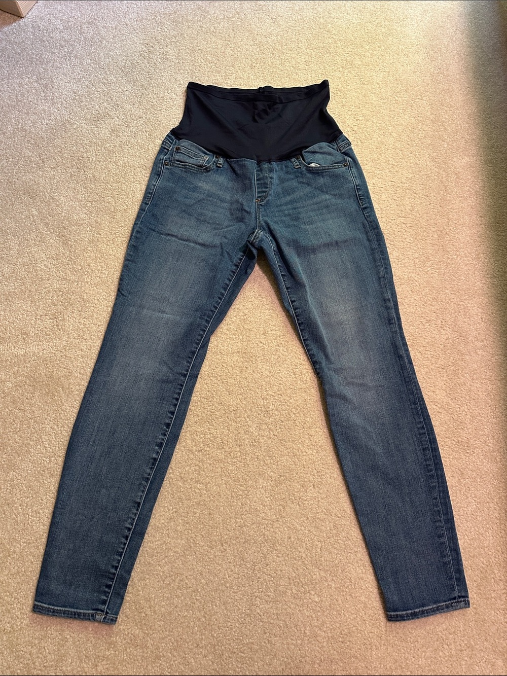 GAP Dark Blue Skinny Maternity Jeans with Black Waist Panel